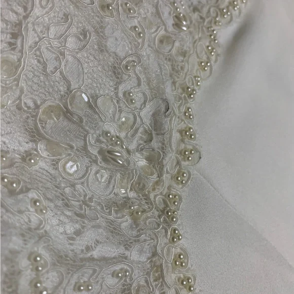 Vintage Wedding Empire Waist 9/10 Beaded BodiceRoundedCollar - Picture 15 of 15